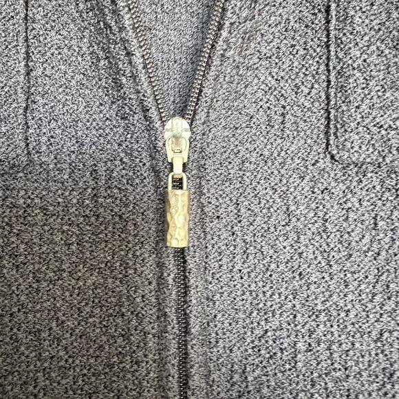 St John Santana Knit Zip Jacket Brown Textured Blazer Pockets Size 8 quietluxury - Picture 6 of 8